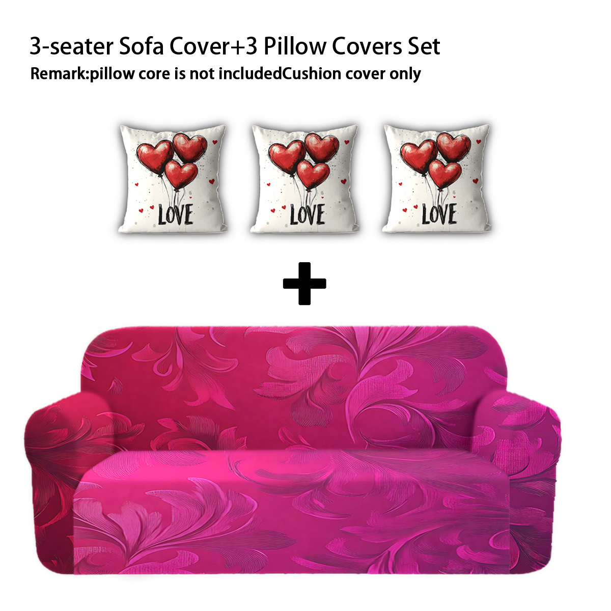 TEMU 1pc 2d Flat Printed Sofa Cover, Gradient Rose-red Base With Floral Pattern, Gorgeous And Elegant, A Romantic To Your Home. Universal For , Fits