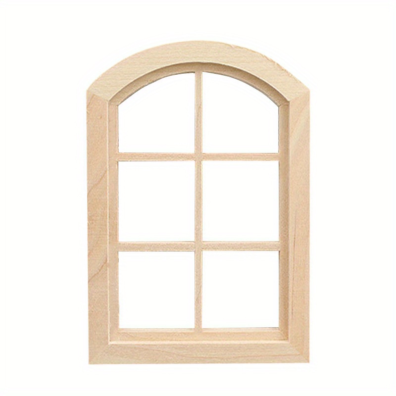 Image of 1:12 Scale Dollhouse Miniature Furniture Model Cottage Decor Accessories With Arched Roof, Rounded Head, And 6- Windows