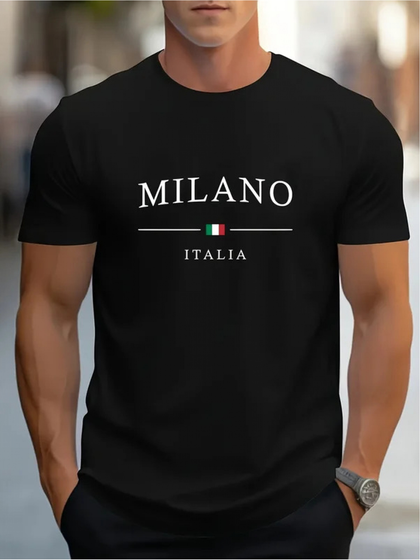 Мъжка лятна мода MILANO с принт на букви, свободна кройка, голям размер, удобна тениска с къс ръкав и кръгъл яка, ПЛЮС РАЗМЕР