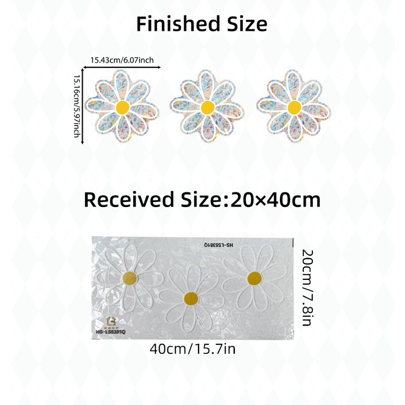 Image of 1pc Cute Daisy Suncatcher Window Clings, Cottagecore Static Cling Decals For Bedroom Living Room Kitchen Window, Removable, Spring And Summer Theme Art