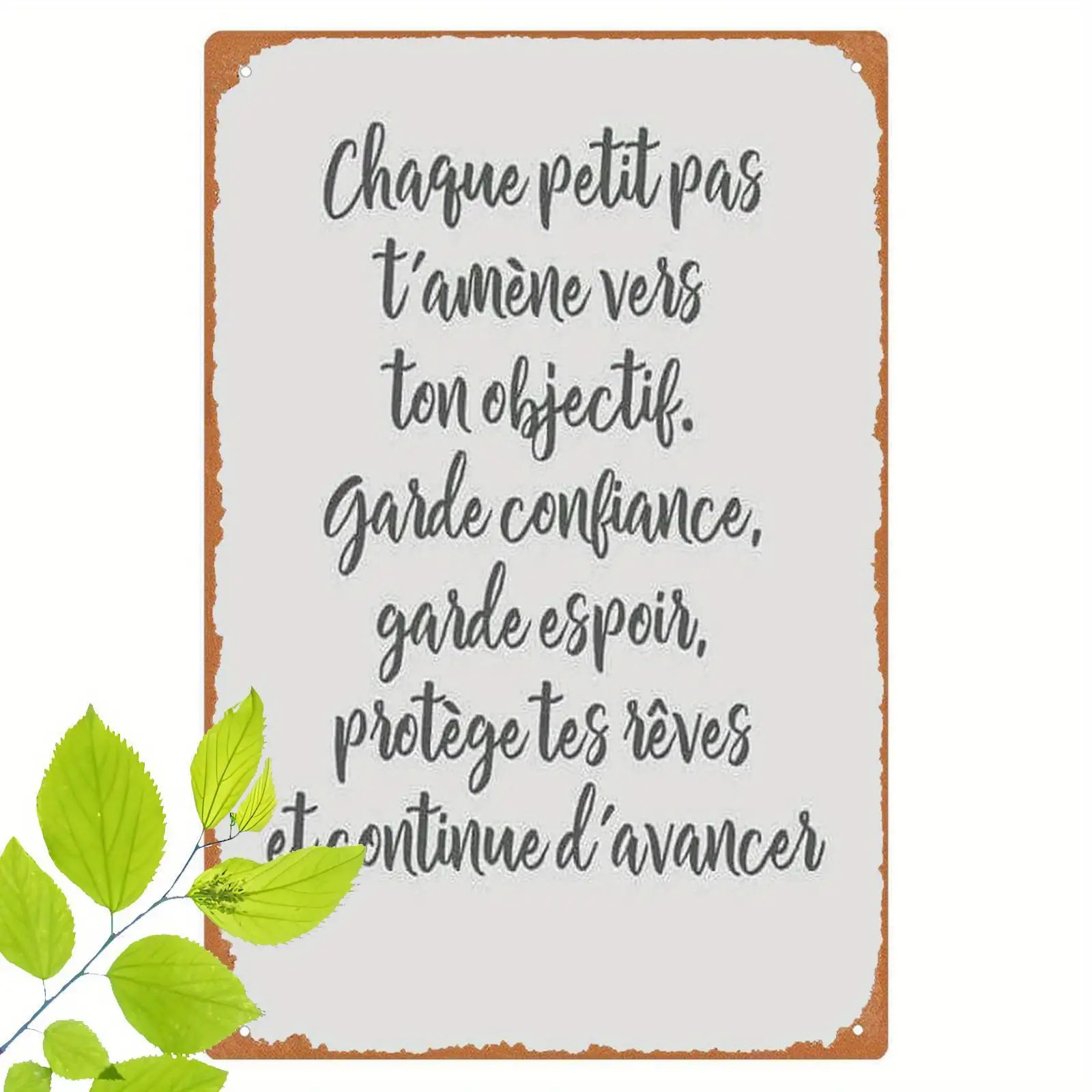 TEMU 2d Flat, 1pc 2d Flat French Quote Wooden Wall Hanging Art, Inspirational Wooden Plaque, Traditional Style Wooden Poster, Home And Office Decor,