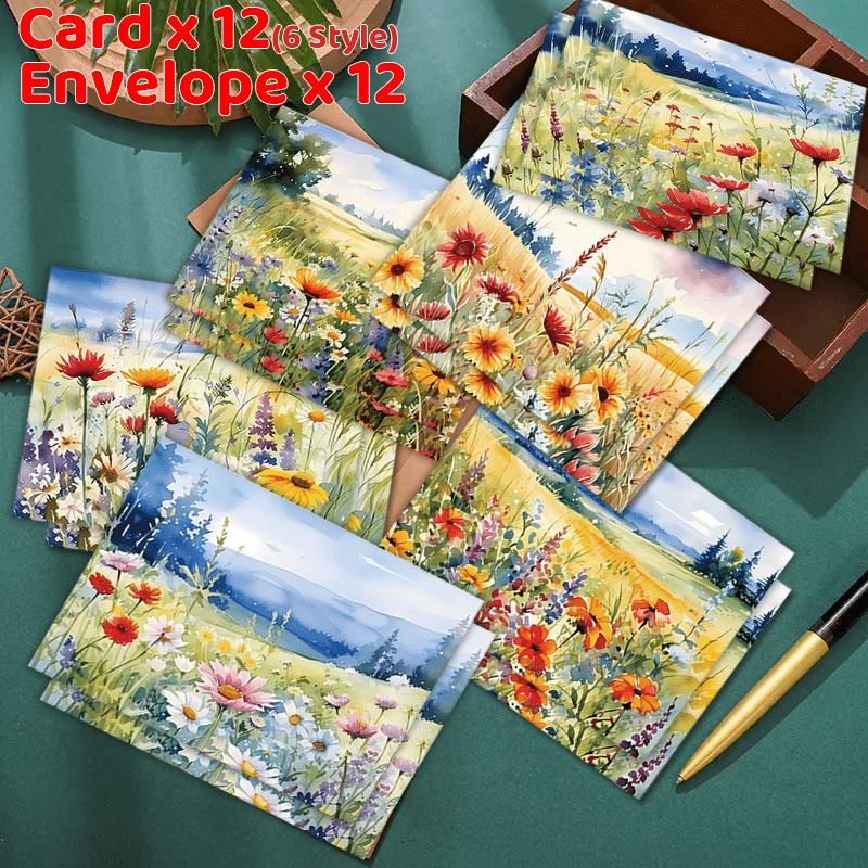 

A Set Of 24 Floral Greeting Cards With Envelopes - Suitable For Wishing Recovery, , Gratitude, Good Luck, Holidays, And Appreciation - Featuring Natural , Friends, Teachers, And Colleagues.