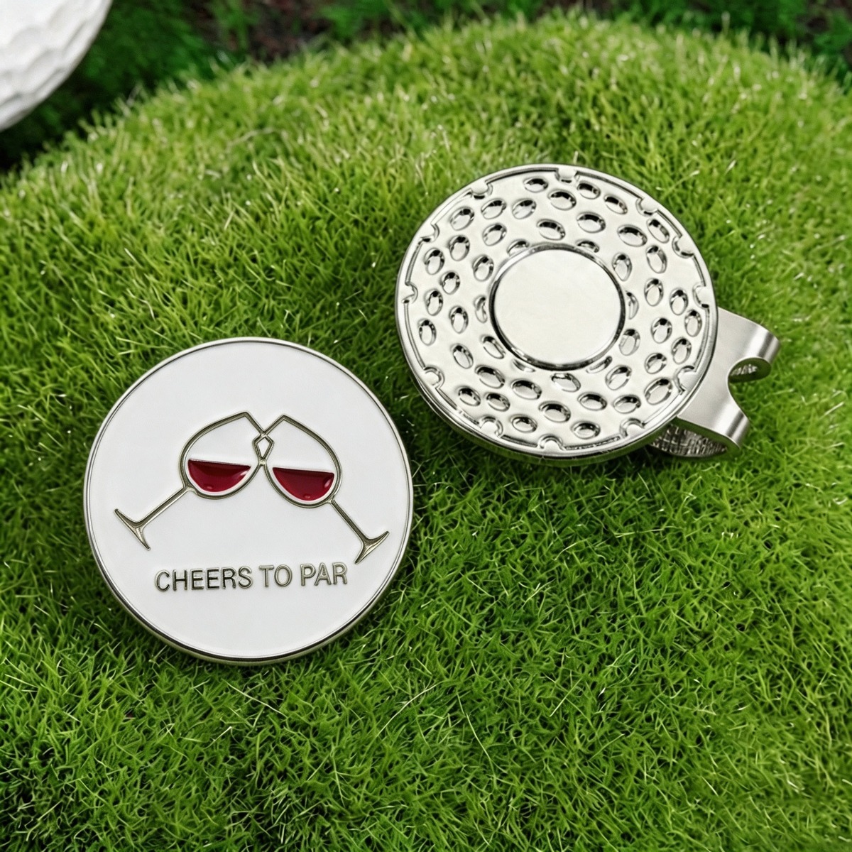 TEMU A Set Of Golf Ball Markers With Silvery Magnetic Hat Clips- Fun "cheers To Par" Cocktail - Durable Metal Novelty Golf Accessories- Gift For