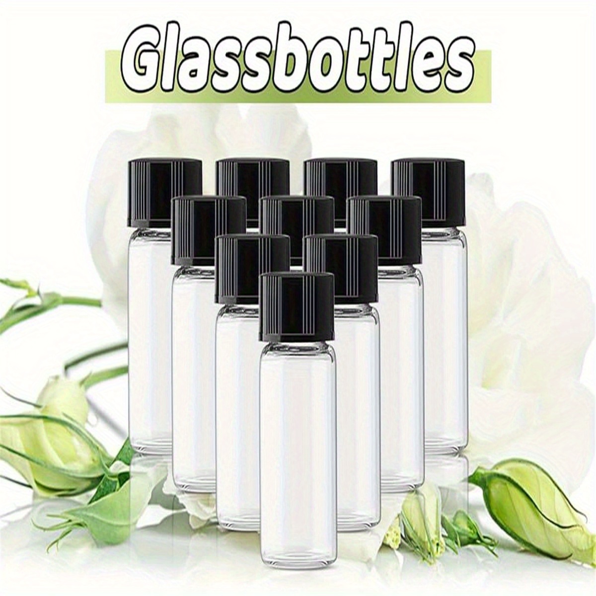 

50pcs 5ml (0.17 Oz) Small Clear Liquid Sampling Sample Vial Leak-proof Storage Bottles With Black Screw Caps For Oil Chemistry Lab Chemicals, Portable Travel Size