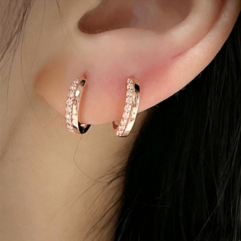Image of Golden Earrings Exquisite Zirconia Women's Hoop Earrings For Daily Casual Earrings Jewelry