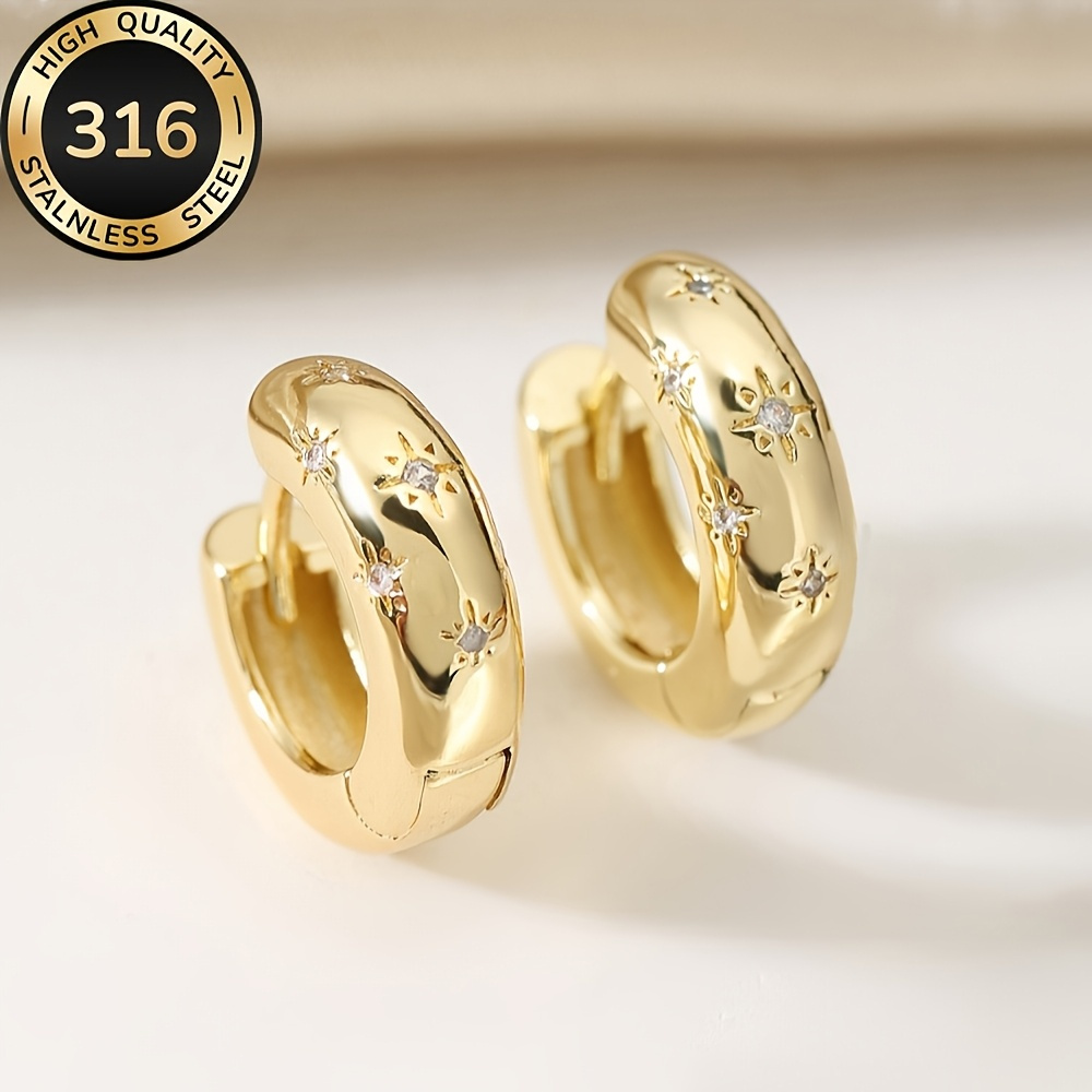 E-shop Anti-Allergische Französische Edelstahl Ohrringe, Anti-Fading, Bequem und Vielseitig, Einfach und Elegant, Hochwertige Modische Damen Alltags-