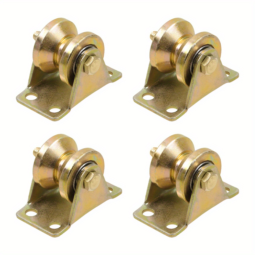 Image of Pack Of 4 Heavy Duty Metal V- Roller Wheel Pulley For Ropes