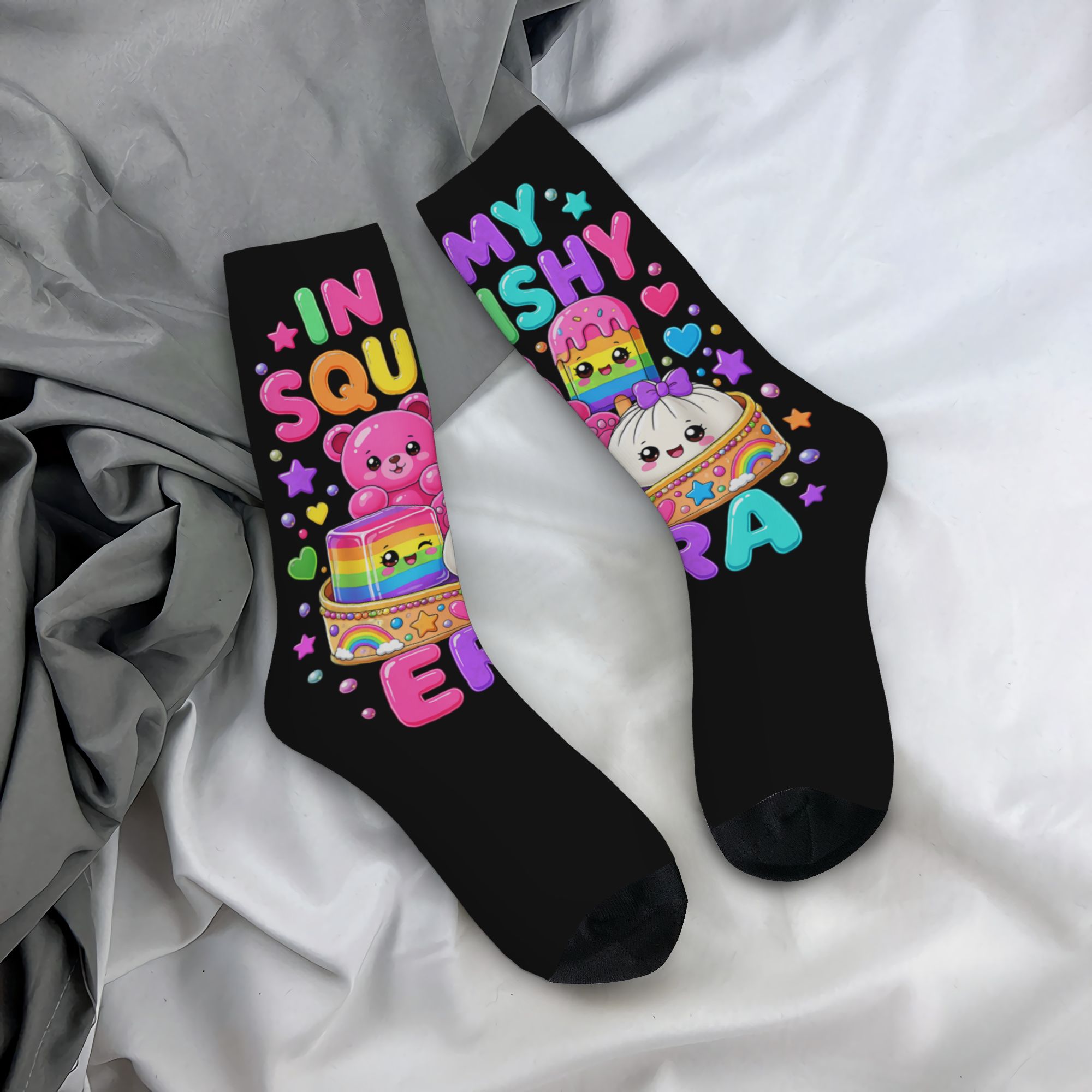 TEMU 1 Pair Hip Hop Vintage Cute Kawaii Dumpling In Era Women Crazy Men's Compression Socks Unisex Harajuku Seamless Printed Funny Novelty