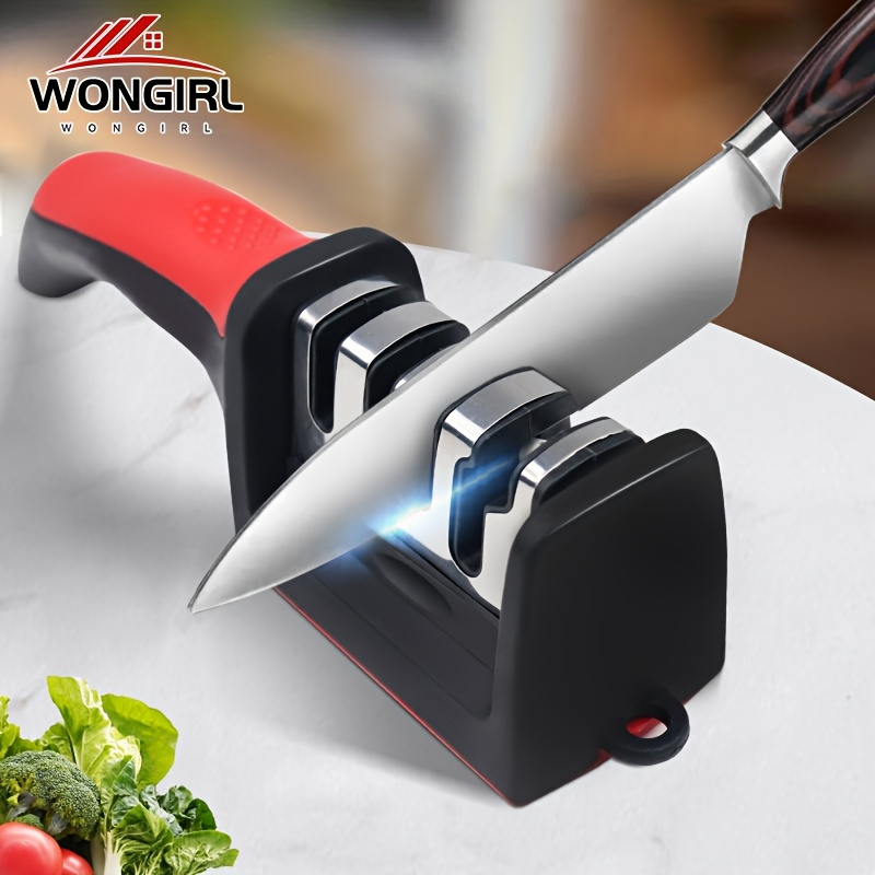 

1pc 4-stage Professional Knife Sharpener, Diamond Ceramic Sharpening System, Steel Material, No Required, Kitchen Sharpening Tool