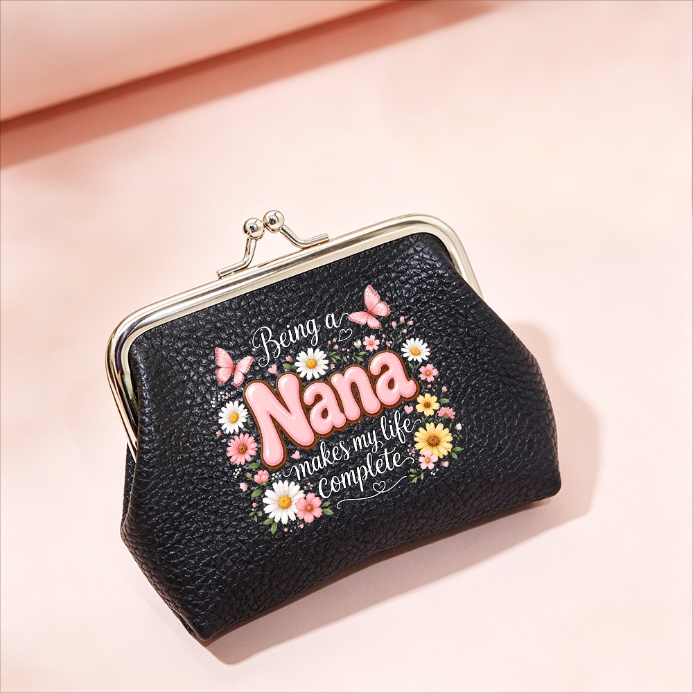 TEMU Men' Purse Floral Coin Purse, Black Metal Clasp Kiss , Cute Vintage Makeup Pouch Gift For Grandma, Women