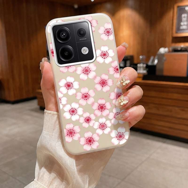 redmi poco x6 note 13 pro 5g note 13 pro 5  호환 도파민 컬러풀 젤리 폰 케이스, 벚꽃 프린트, 피부 친화적인 슬림핏 부드러운 반투명 충격 방지 낙하 보호 커버