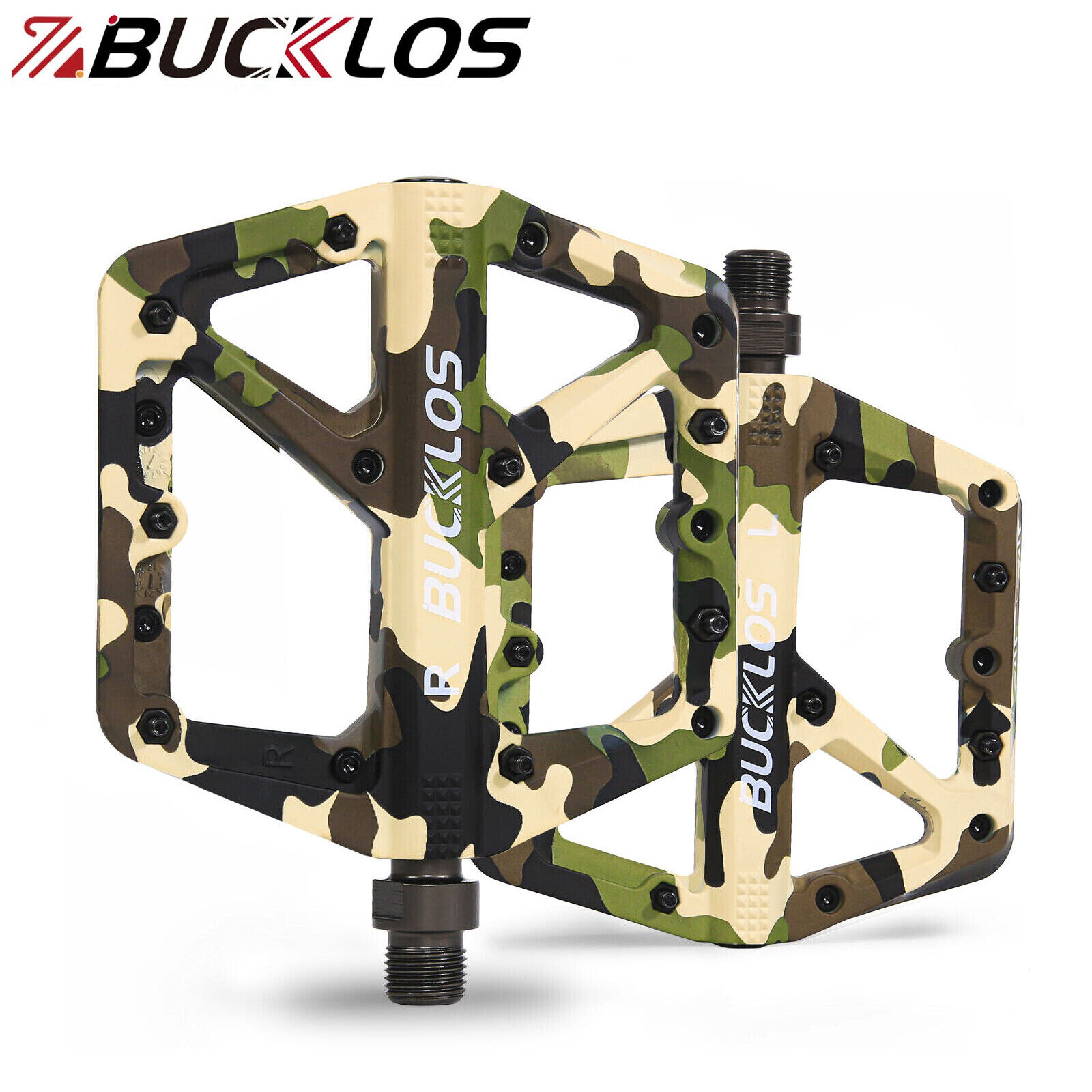 Image of Bucklos Mtb Road Bike Pedals Flat Bicycle Large Platform Pedal With Non-slip Grips For Mtb Gravel E-bike Hybrid Bikes 9/ 16 Nylon Ultralight Bike Accessories