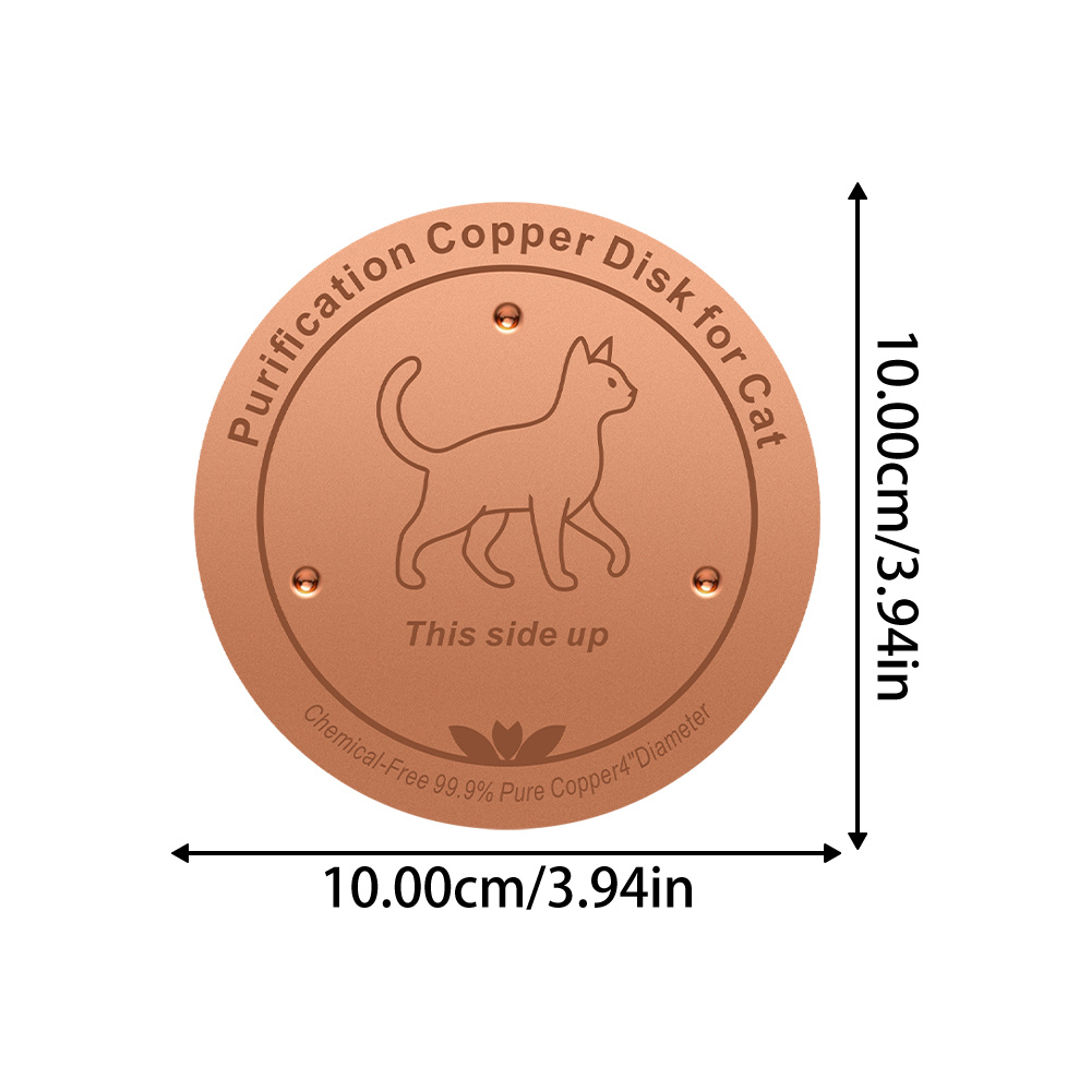 TEMU Disque de purification pour chat en cuivre de 4" - 99,9 % de cuivre pur, traitement produits chimiques pour gamelles d'animaux de compagnie