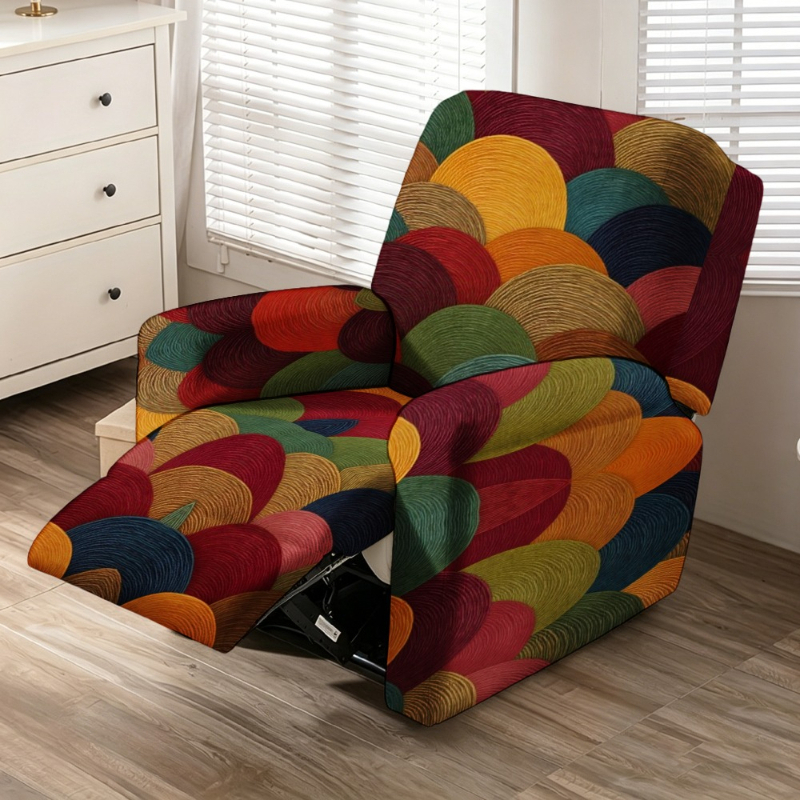 TEMU elástica para sillón reclinable de sofá con abstracto bohemio y colorido, de mediados de para sillón individual, protector elástico y