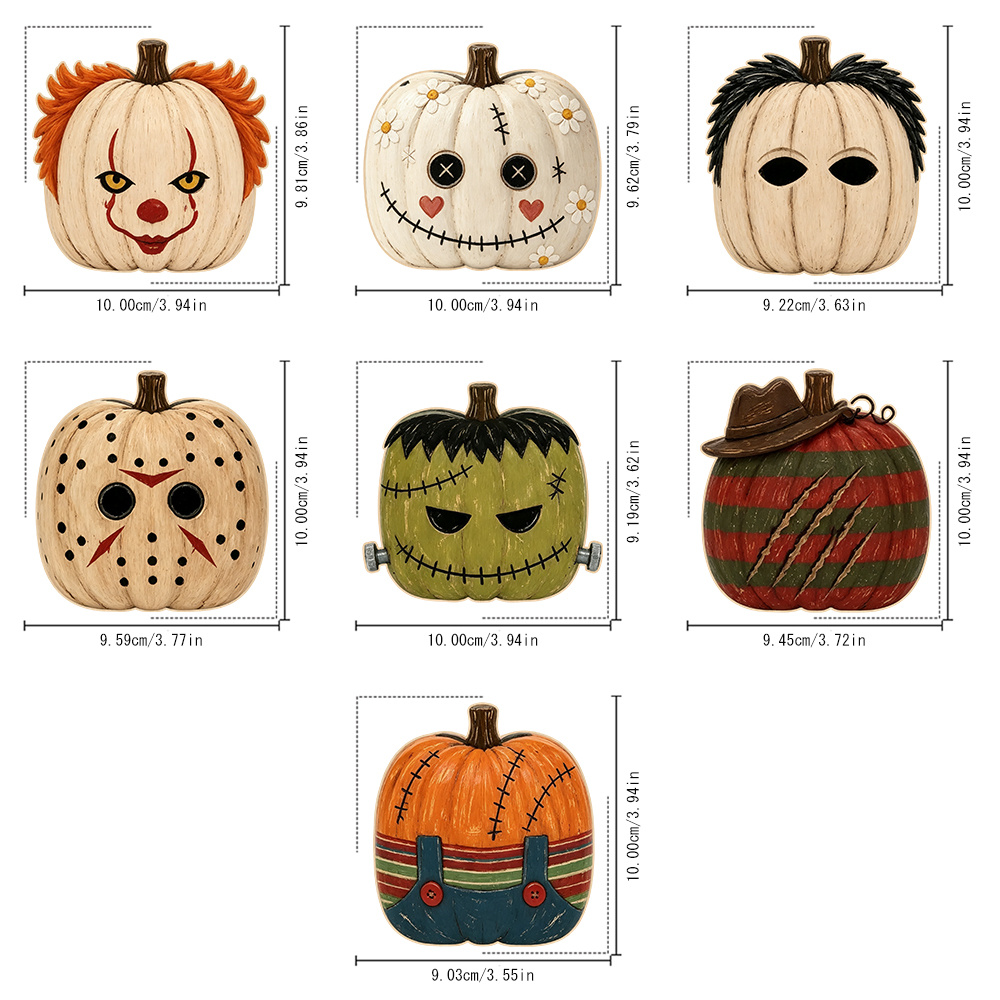 TEMU 7pcs Halloween Pumpkin Desktop Decoration Set, Vintage Tabletop Decor, Halloween Pumpkin Sign, Suitable For Tiered Trays, Mantelpieces, Shelves,
