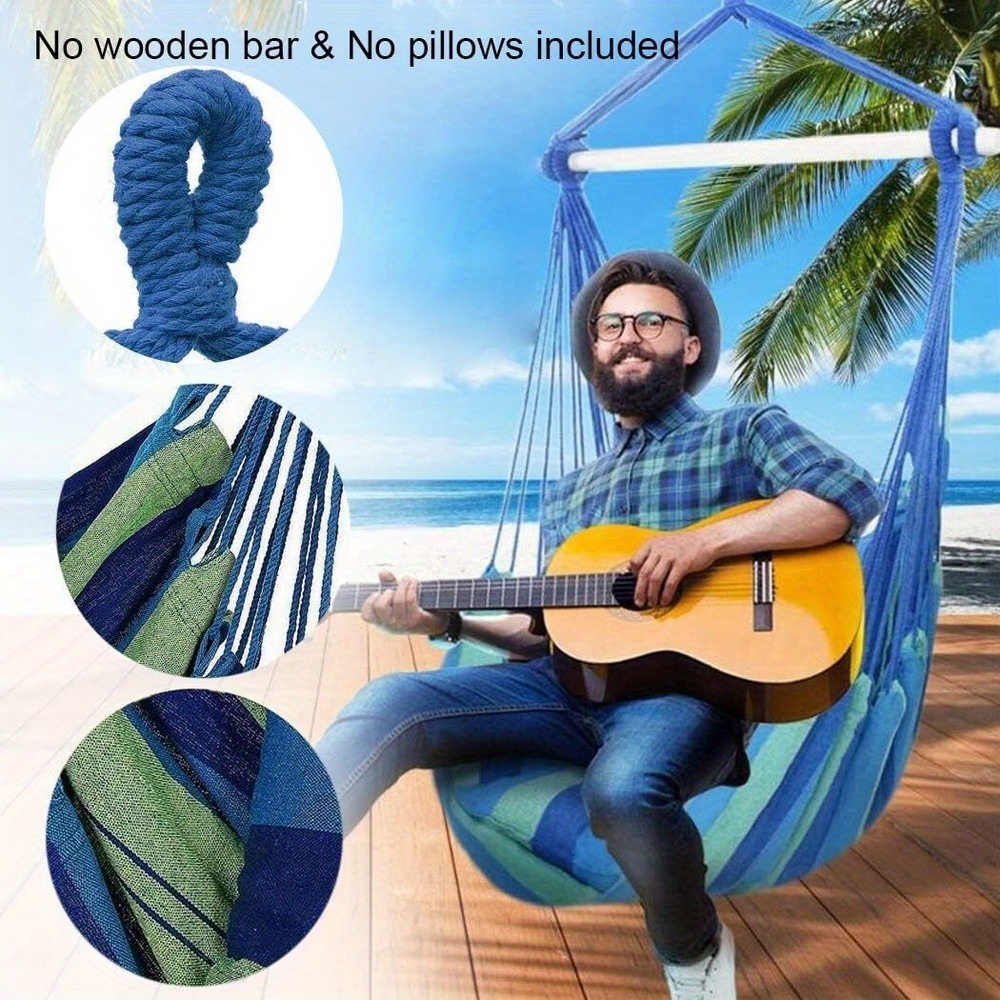 Hammock Chair, Hanging Rope Swing With Bag, And Durability, Outdoor, Home, Patio, Yard