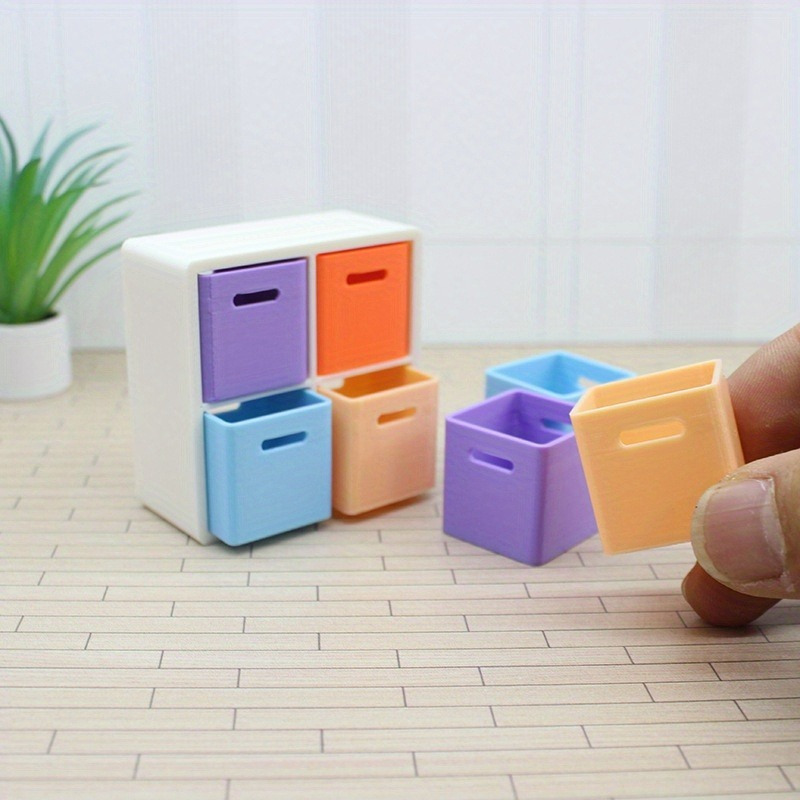 

4pcs Mini Dollhouse Storage Box Set - 1:12 Scale, Multicolor With Display & Organizer Compartments, Ideal For Collectors Aged 14+ | Plastic, Toy Organization, Miniatures Dollhouse Accessories