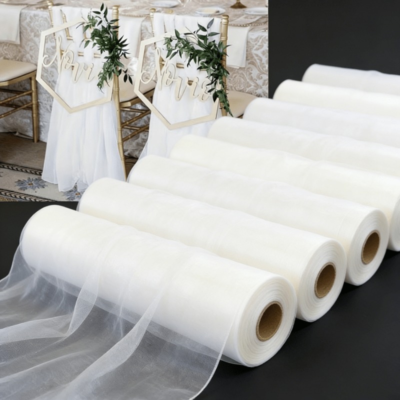 TEMU 1 Roll / 50m Extra-long 1968.5in / 164ft Rolled Yarn, Craft Fabric, Designed For Weddings, Birthday Parties, And ; Elegant Tulle Material