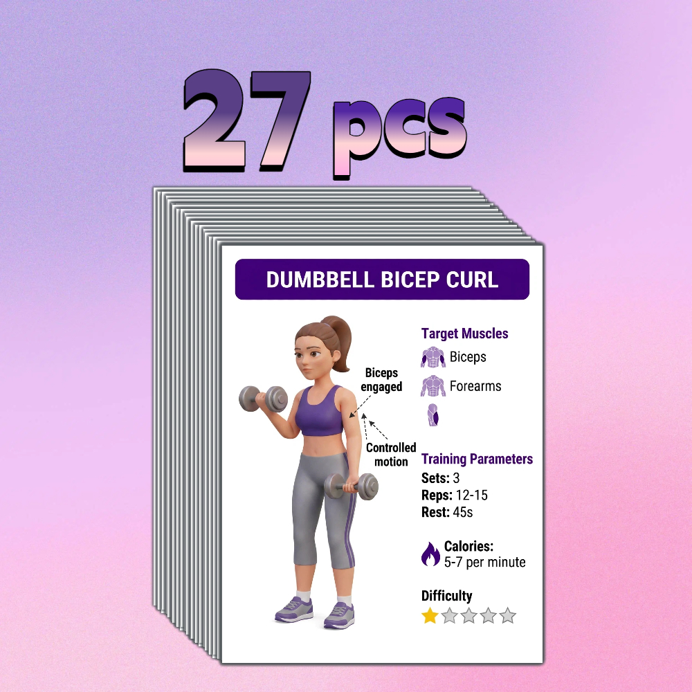 TEMU 27-Pagina's Dumbbell Workout Kaart voor Beginners Thuis - Krachttraining Gids, Inclusief Full-Body Conditionele Oefeningen Geschikt voor Mannen
