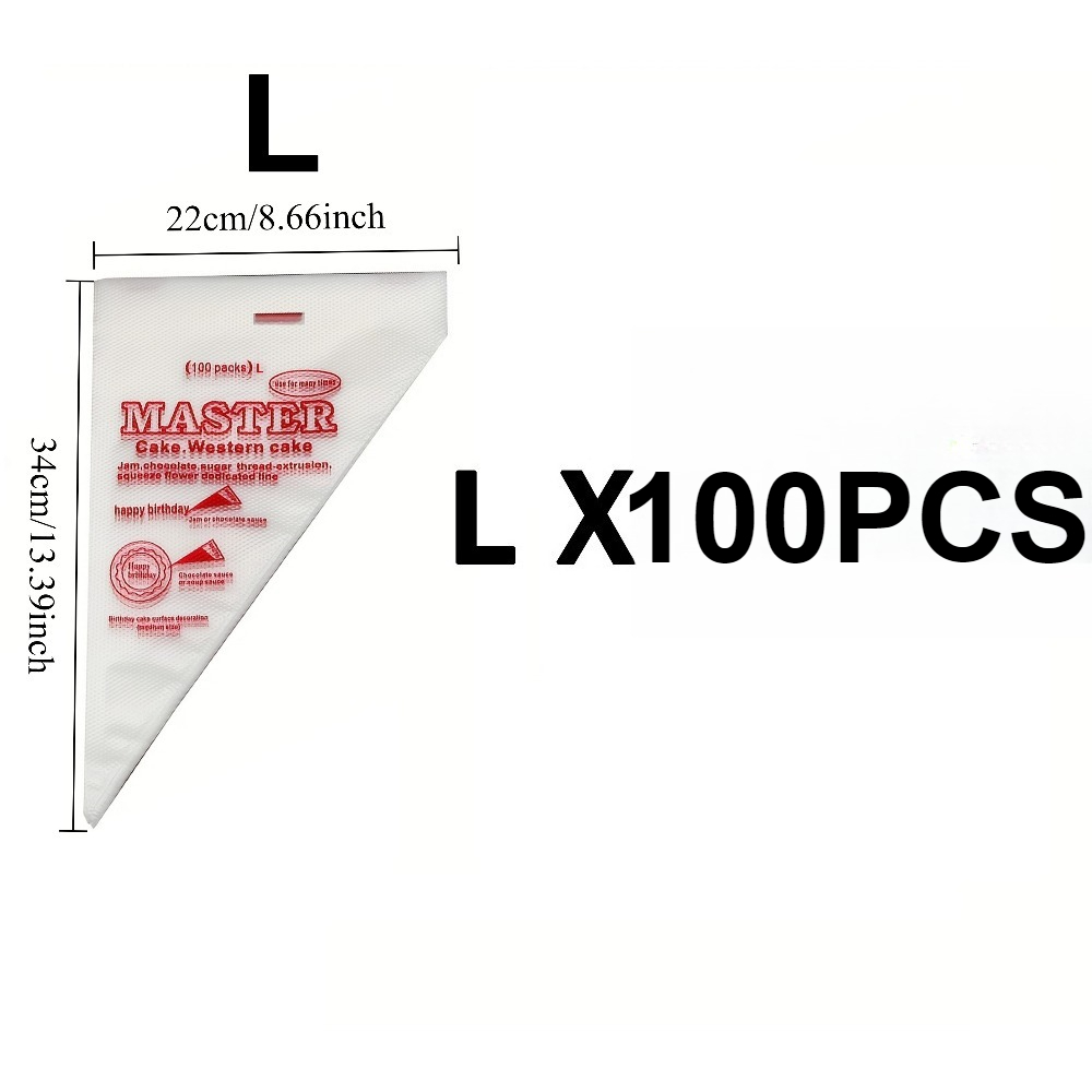 Image of 100-pack Thickened Piping Bags, Suitable For Cake, Cream, And Icing Decoration. Essential For Dessert Piping. , Easy To Clean, Durable, And Flexible. Suitable For Professional Baking, Cake, Decoration