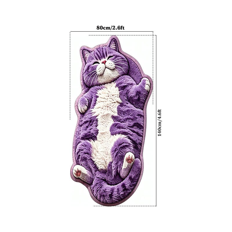 TEMU 1pc 1pcs 1pc Suitable For Doorways, , Bathrooms, , Bedrooms Rug - Soft Purple Cat With Anti-slip Plastic Backing, Irregular-shaped Floor Mat