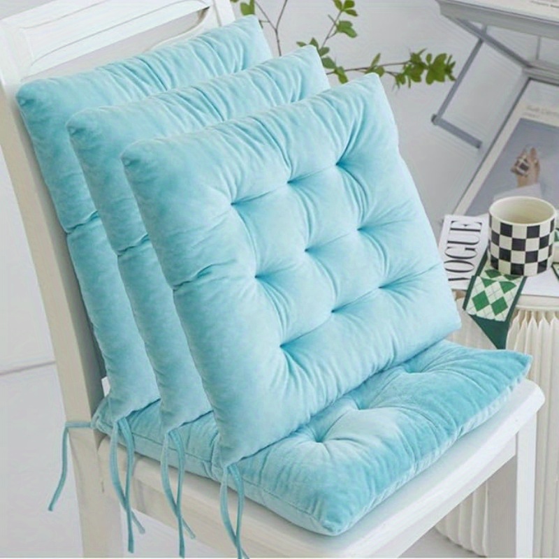 item picture Set of 4 Crystal Velvet Chair Cushions with Ties, 40cm*40cm Soft Cozy Velvet Seat Pads for Kitchen Dining Chairs, Office & Living Room Chairs (Cushion Only)