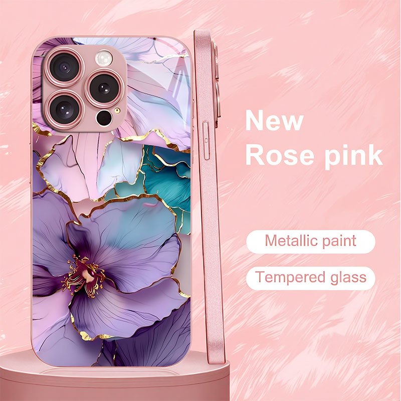 TEMU Coque de téléphone : Coque de qualité supérieure à motif floral violet, compatible avec iPhone 16/16 Pro/16 Pro Max/16 Plus/ Plus/15 Pro/15 Pro