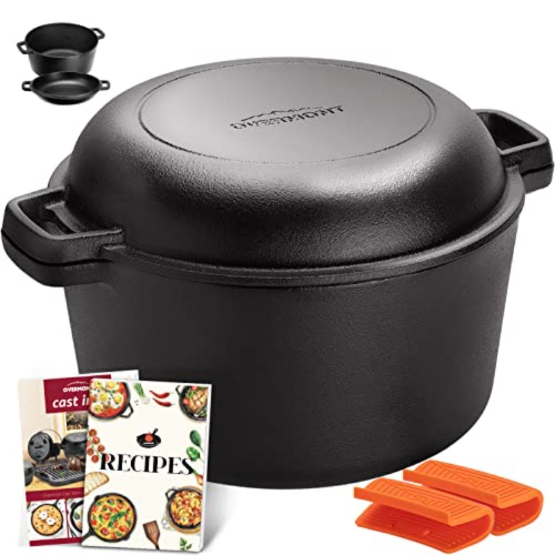 item picture 5 qt dutch oven pot with a cookbook plus a 1 6 qt   lid   pre   and   with handle covers   camping   bbq and baking
