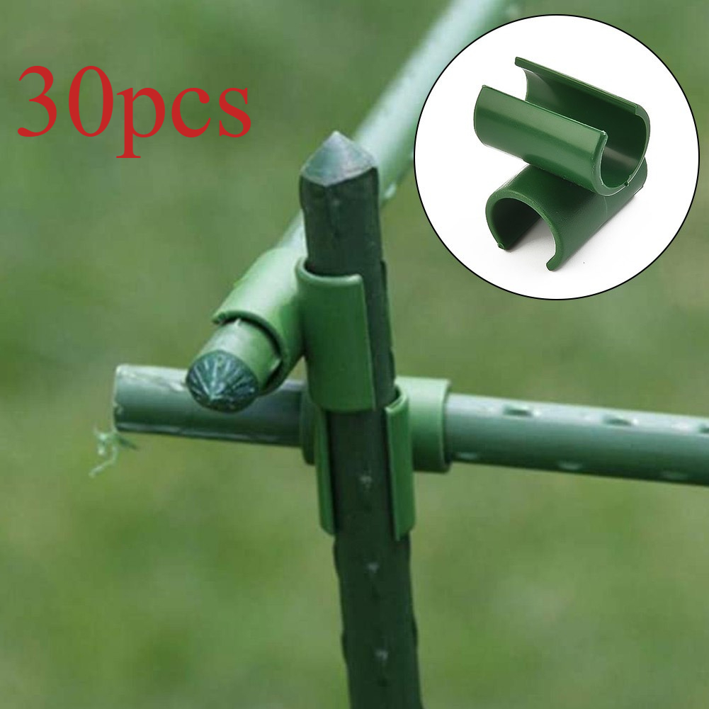 E-shop 30 Stück Robuste PP Kunststoff Pflanzenstützclips - Einfache Installation Rankhilfe Verbindungen für Gartenrahmen, Pergolen und Gewächshäuser,