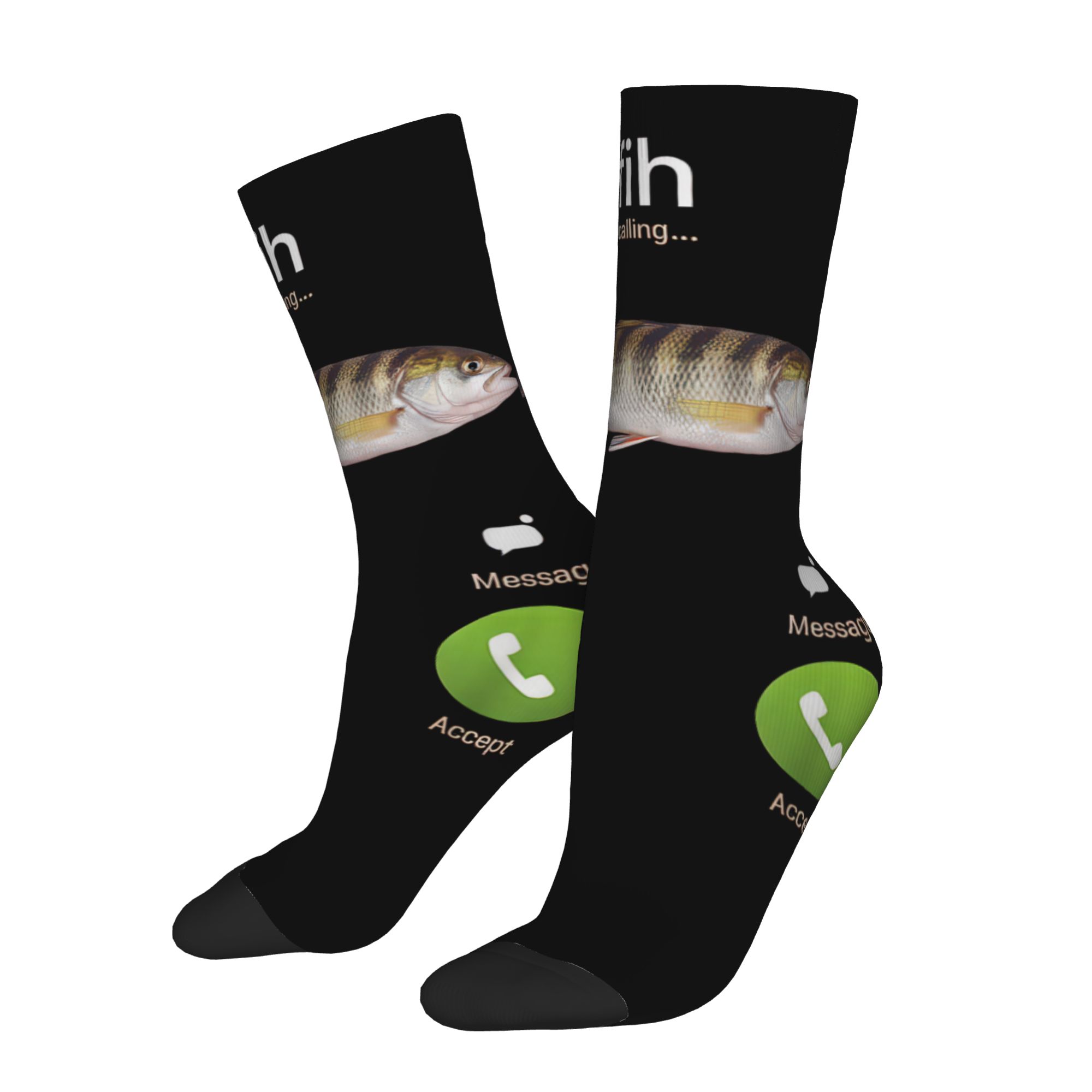 TEMU 1 Pair Valentine's Day Hip Hop Graffiti Retro Fih Tshirt Shoes Fish Funny Misspelled Fish Meme Fih Humor Crazy Men's Compression Socks Unisex