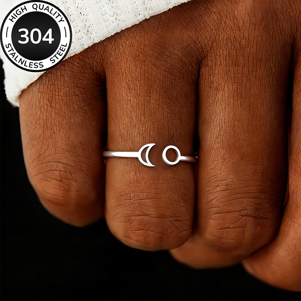 TEMU Anillo abierto dorado de acero inoxidable de calidad para mujer, hipoalergénico, resistente a la decoloración, y versátil, fácil y elegante,