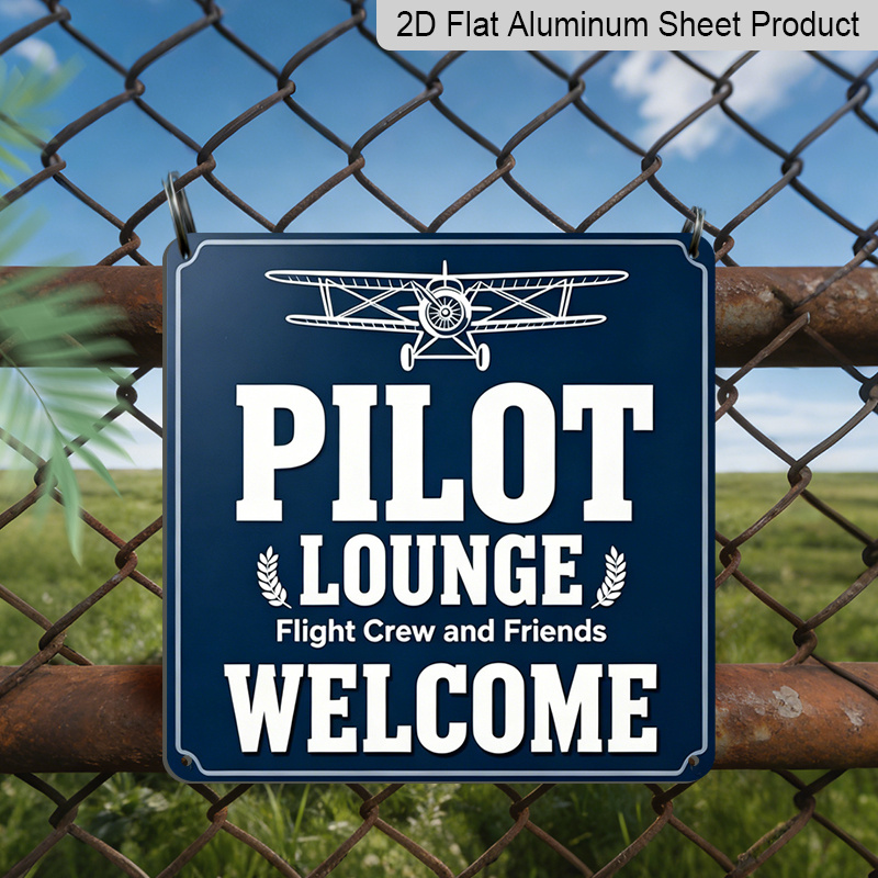TEMU 2d Flat, 2d Flat - 1pc, Vintage Metal Decorative Sign, 'pilot Lounge Welcome' Aviation Retro Wall Decor, Suitable For Living Rooms, Offices,