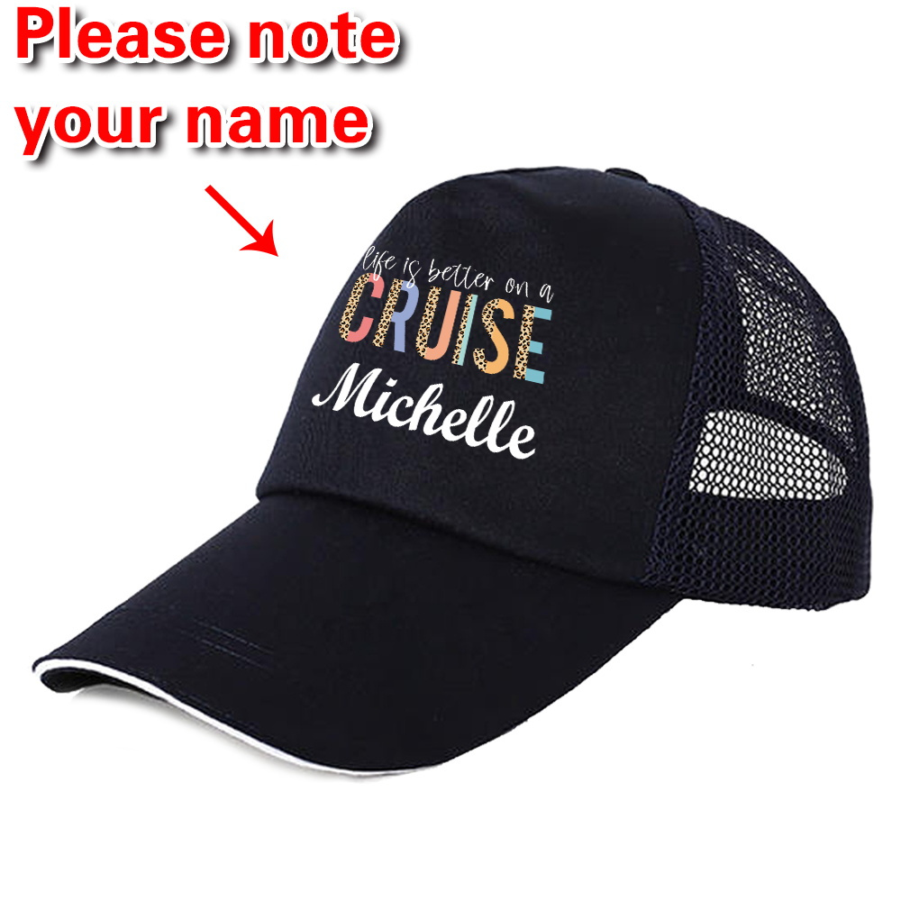 

1pc Customizable Unisex Baseball Cap - Lightweight, Breathable Mesh Sun Hat With Adjustable Closure, Hand Wash Only, All- Visor Cap With Personalized Name And Cruise Design