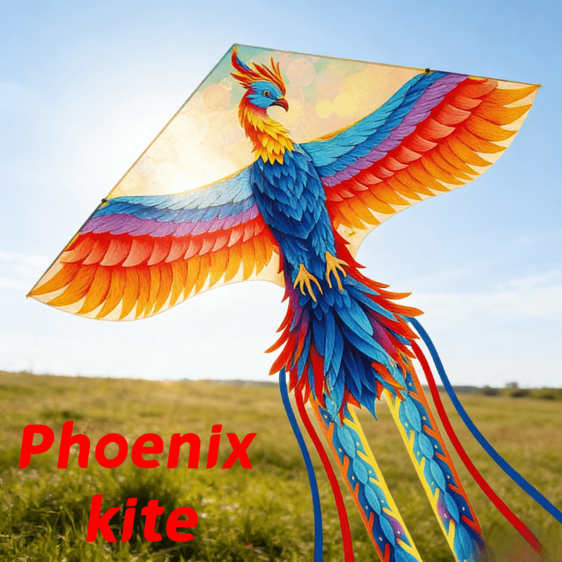 New Phoenix Kite With Bright Colors, An Extremely Long Tail Design, Colorful Ribbons, Free Kite String And String Board. The Color Of Board Is Random.the For Outdoor Activities. Gift For Children.