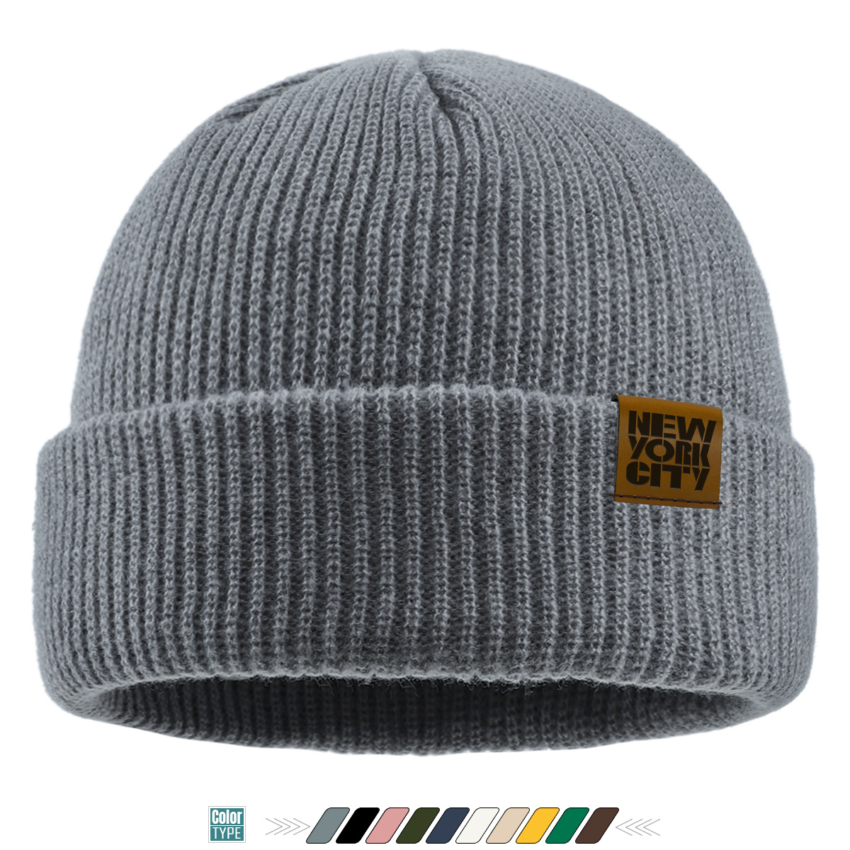 TEMU Warm Winter Knitted Hat, Men's Brimless Beanie With " City" Tag Design, Classic Solid-color Women' Beanie, Simple And Soft Beanie Hat, Dad's