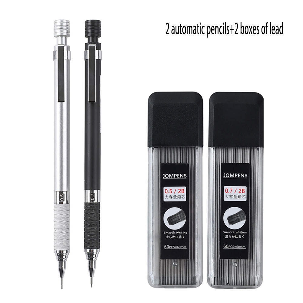 E-shop Kreatives 0,5/0,7 mm Halbmetall Automatikbleistift-Set, mit einem einziehbaren Stift, der nicht leicht bricht, geeignet für Skizzieren, Malen