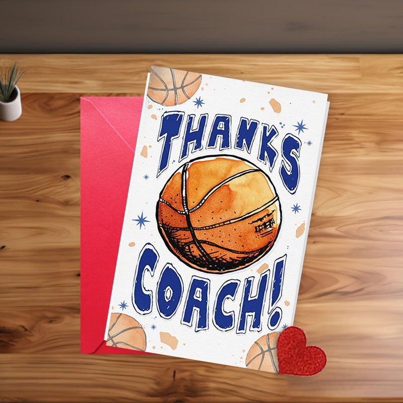 TEMU Thank You Card For , Featuring A Basketball Theme. This 5x7 Inch Card Comes With An Envelope And Makes A Great Appreciation Gift For Men And