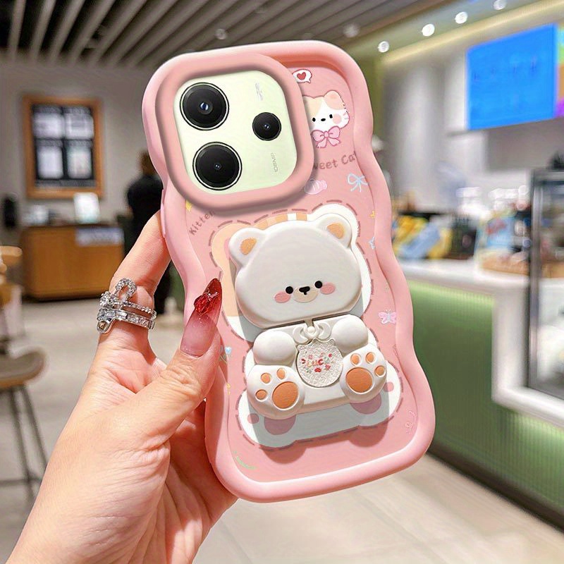 TEMU Phone Case: Chic Note 14 4gphone Cases Naughty Cat With Bracketpattern Case For Redmi Note 14 4g Made Of Comfortable Feel Resistant For Casual