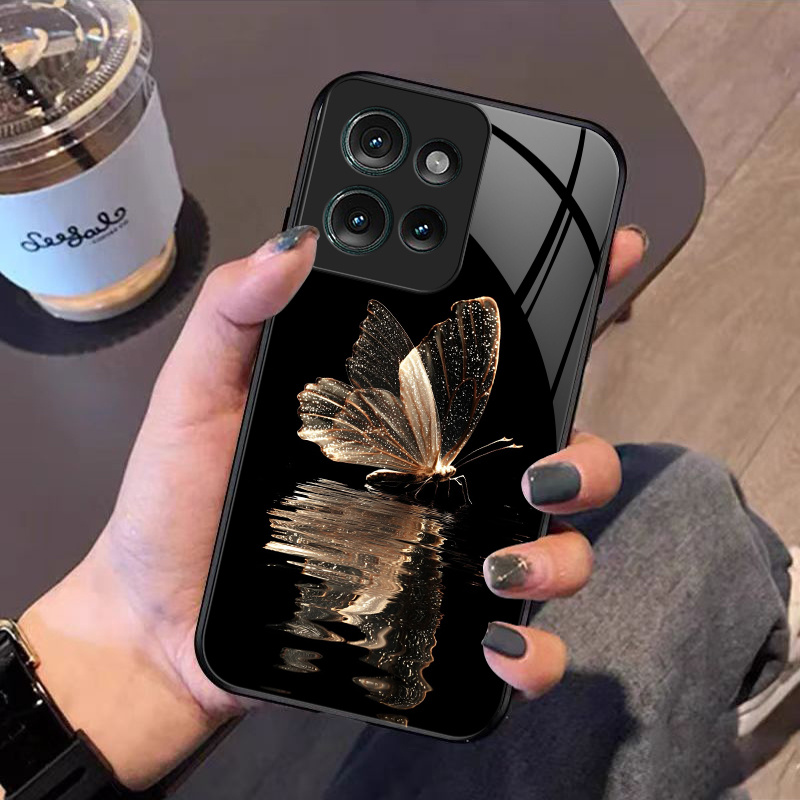 TEMU For Moto Edge 50 Phone Case Hard Case Tempered Glass Shockproof Cover Lifelike Prints That