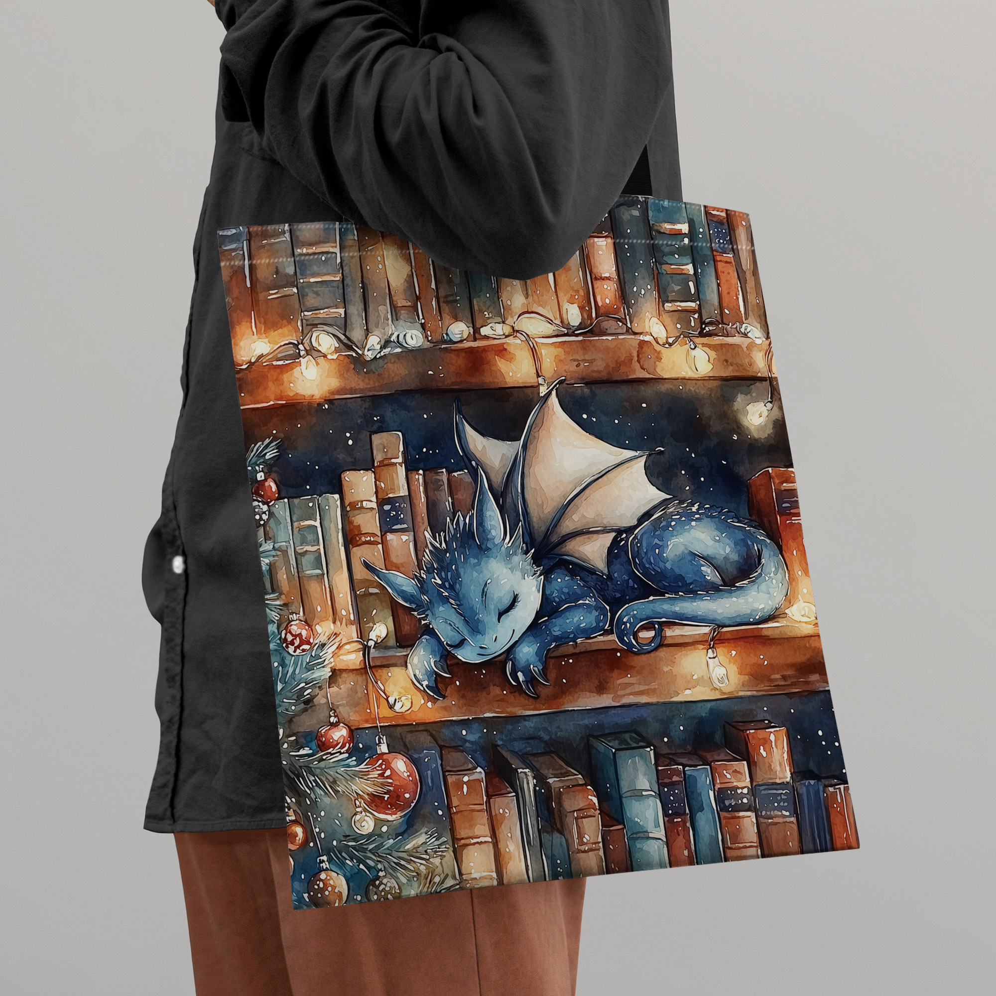 

Christmas 1pc, A Sleeping On Canvas Tote Bag, Shopping, Cheap, And Repeated Use