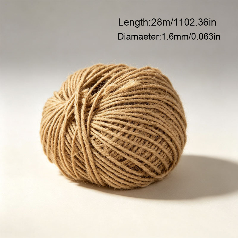 TEMU de natural de 28 m/1102.36 in, cuerda de jardinería resistente y duradera, para manualidades, envoltura de regalos, de jardín, embalaje y de