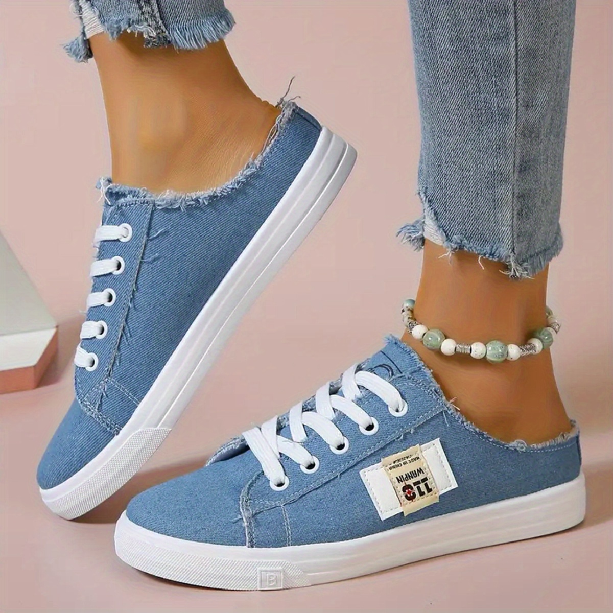 womens distressed like sneakers low top lace chunky platform