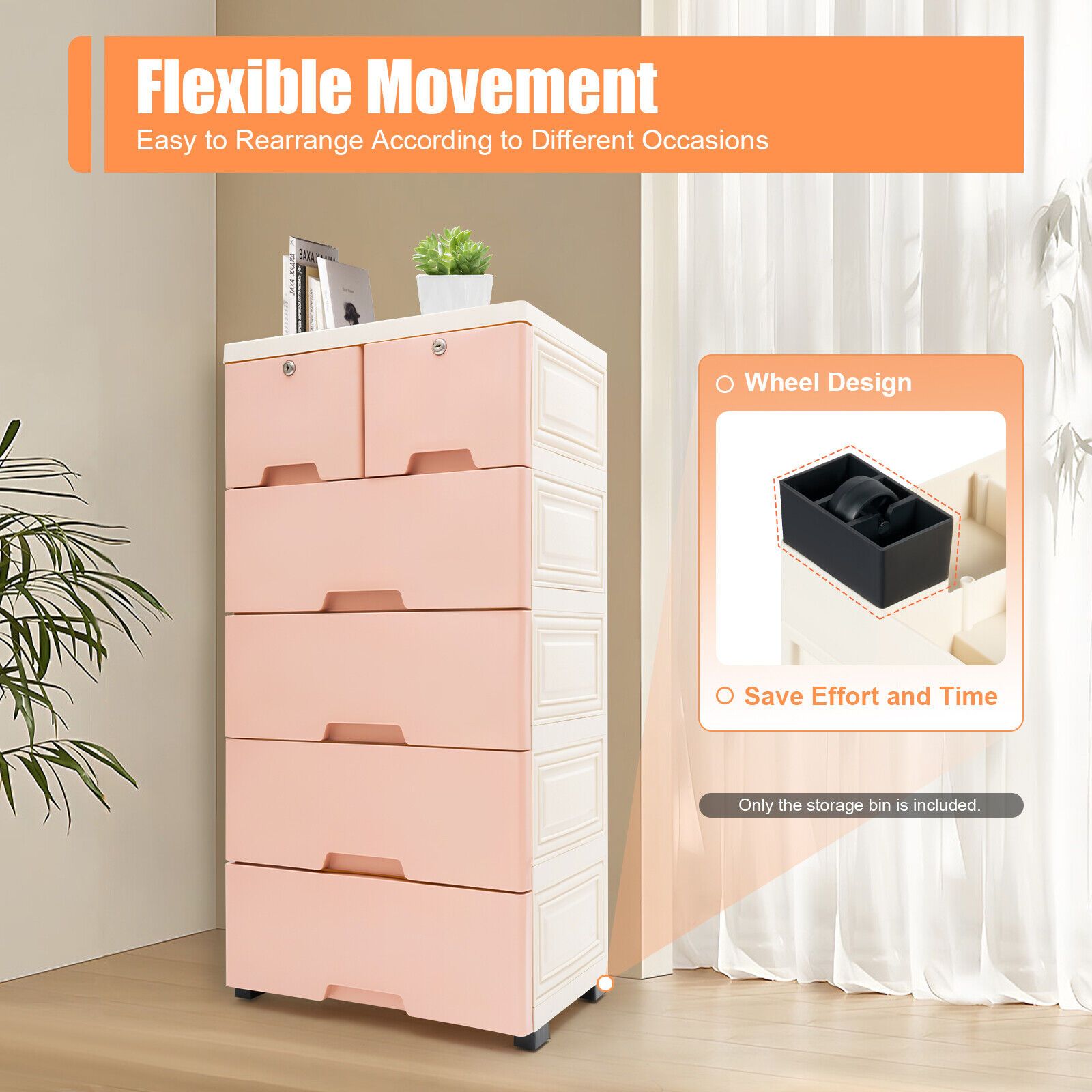 plastic dresser pink Wide Drawer Cart  Starplast