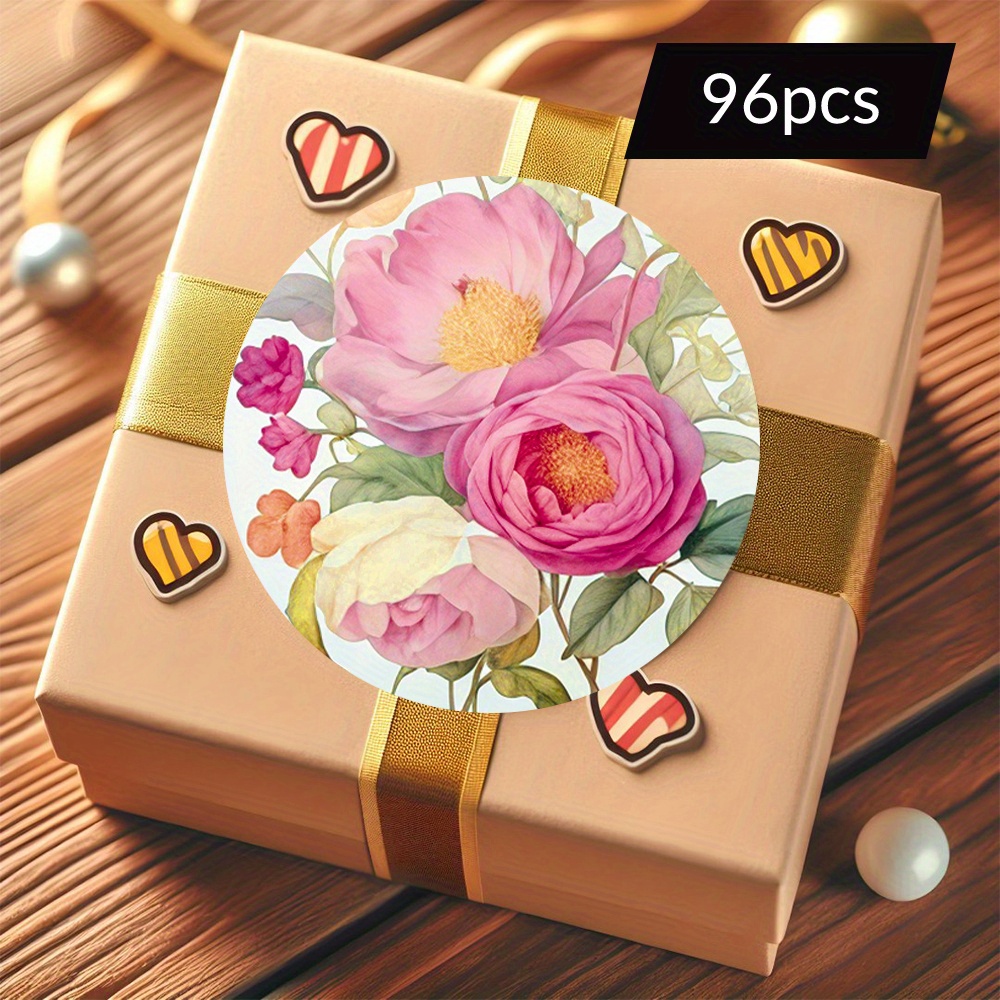 TEMU 48/96pcs Adesivi Decorativi Rotondi a Dipinti con e Arancioni e Foglie , Ideali per di Decorazione, Trasmettono Eleganza Fresca
