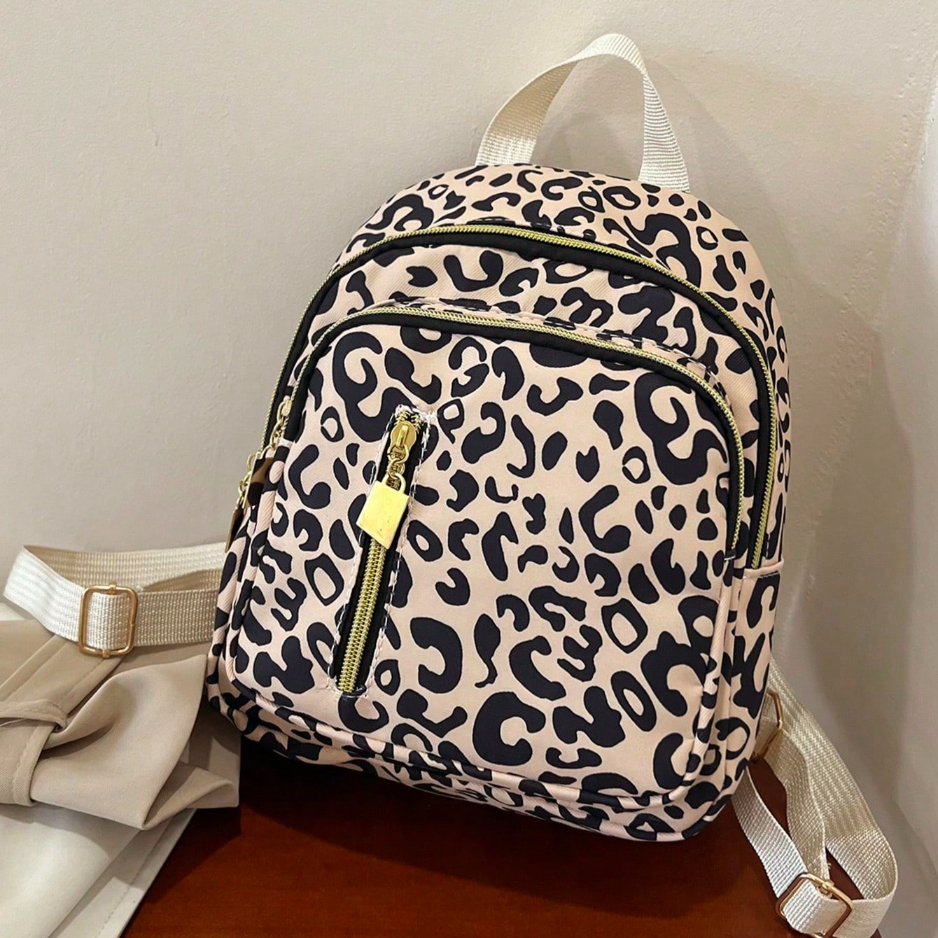 E-shop Leopardenmuster Damen Rucksack & Schultertasche, stylische lässige Umhängetasche - modische Designer Handtasche für Damen