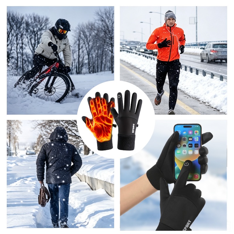 Winter Touchscreen Thickened Warm Anti-Slip Gloves, Men's