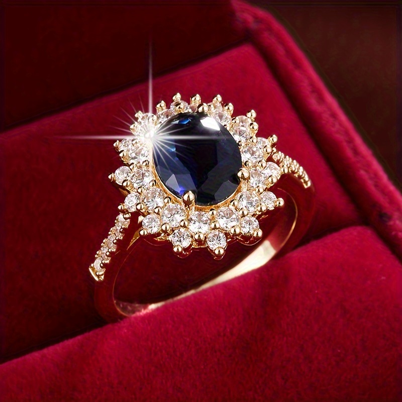 E-shop Exquisites florales Design, minimalistischer Luxus-Sonnenblumen-Kupferring, mit funkelndem synthetischem Cubic Zirconia-Fingerling, geeignet für