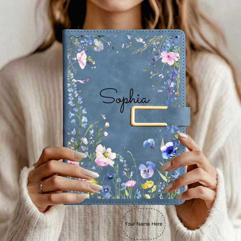 TEMU Custom Name A5 Notebook, Personalized Text Softcover 200 Pages Pen Loop And Bookmark, 2d Flat Effect- Personalised, Customizable, Customalized