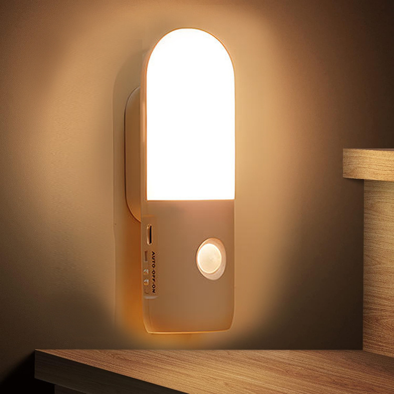 Image of Hotu 1pc Usb Rechargeable Motion Sensor Night Light, 3-in-1 Led Magnetic Wall Lamp With Adjustable Brightness & Color Changing, Auto For Hallway/bedroom/cabinets/wardrobes//toilet