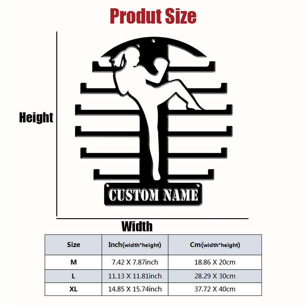 TEMU 1pc Custom Karate Silhouette Metal Medal Holder - Personalized Wall Art, Ideal For Running, Marathon, Rugby & More | Perfect Graduation,